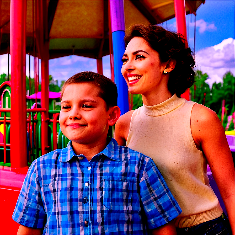 Family At Amusement Park Png 05042024