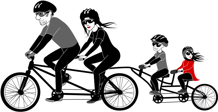 Family Bicycle Ride Illustration