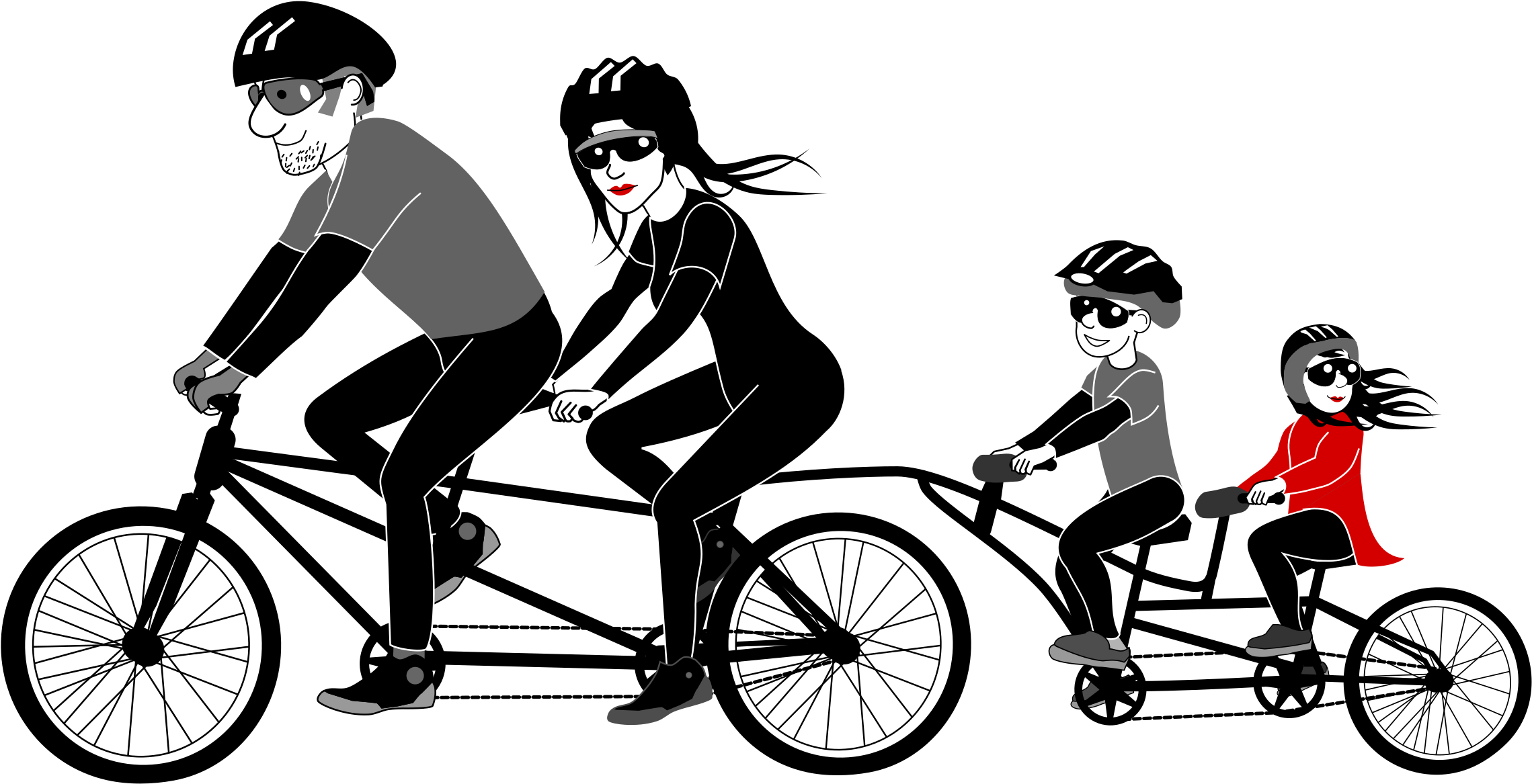 Family Bike Ride Illustration