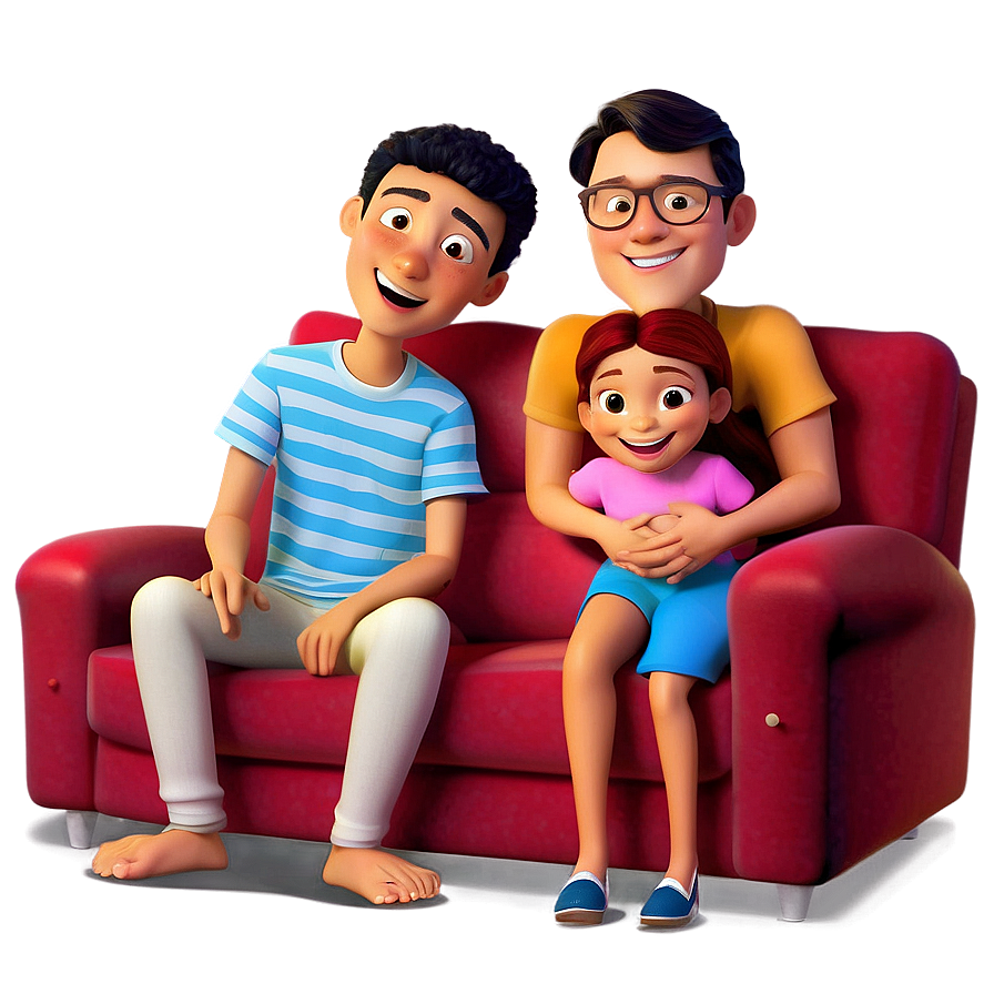 Family Cartoon Movie Night Png 06282024