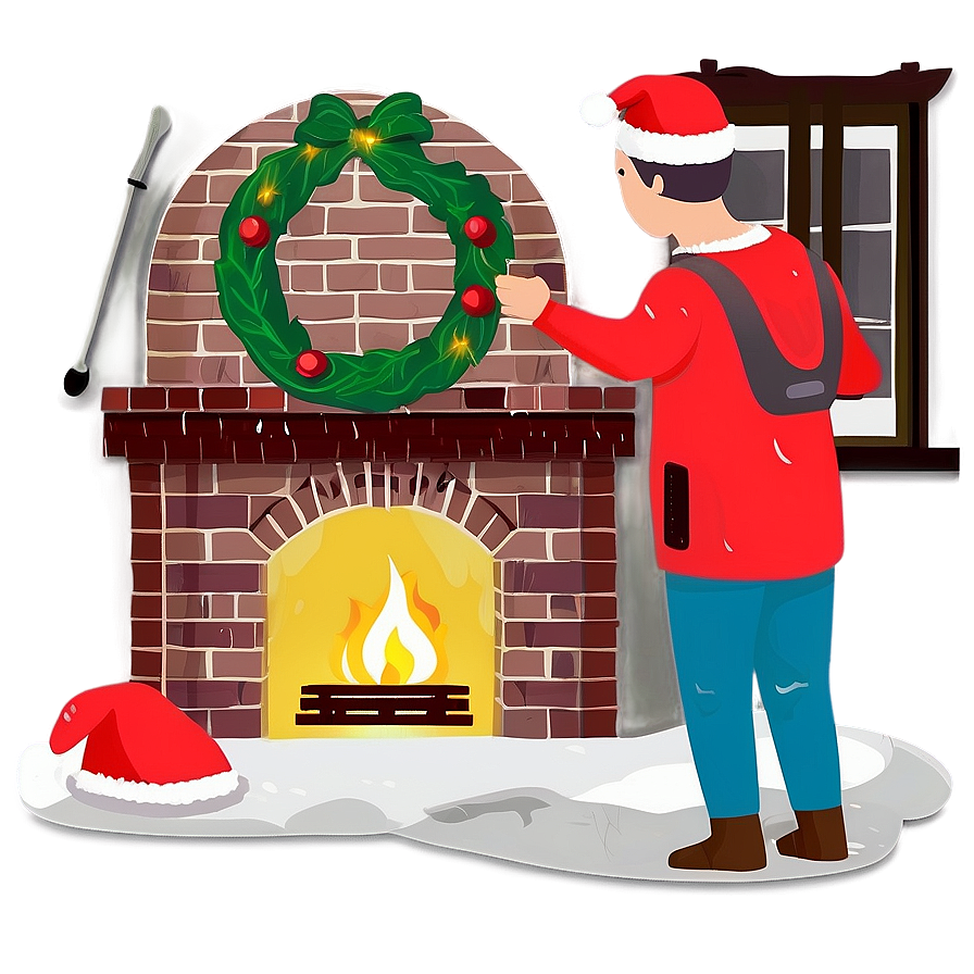 Family Christmas Fireplace Gathering Png Gau