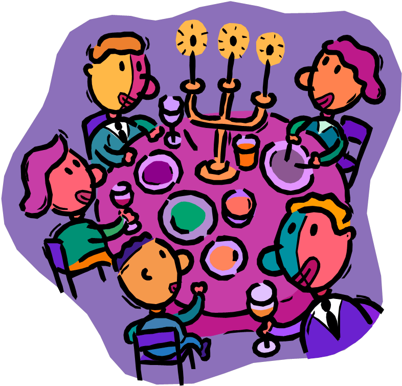 Family Dinner Cartoon Illustration