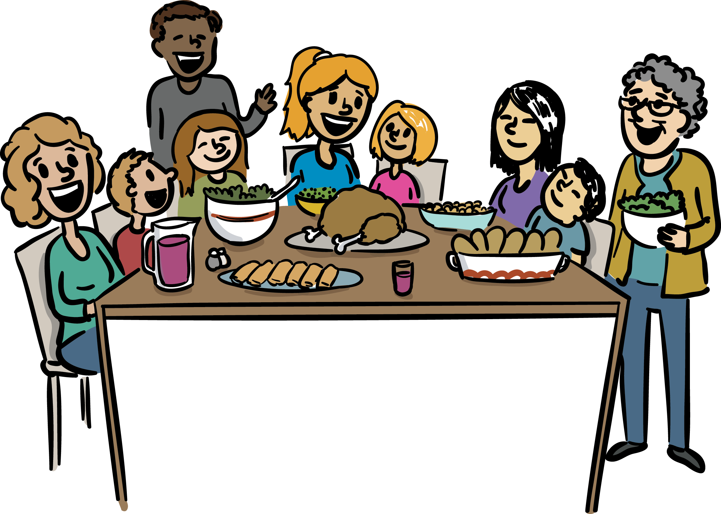 Family Dinner Gathering Illustration