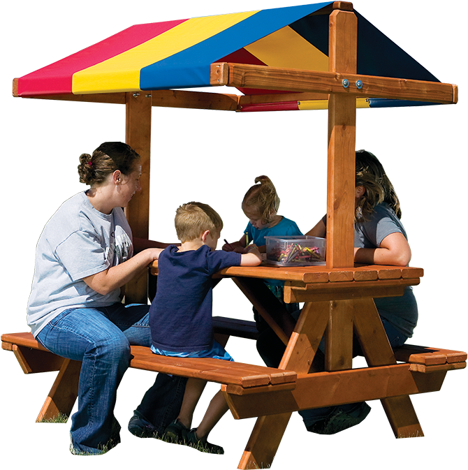 Family Enjoying Outdoor Picnic Table