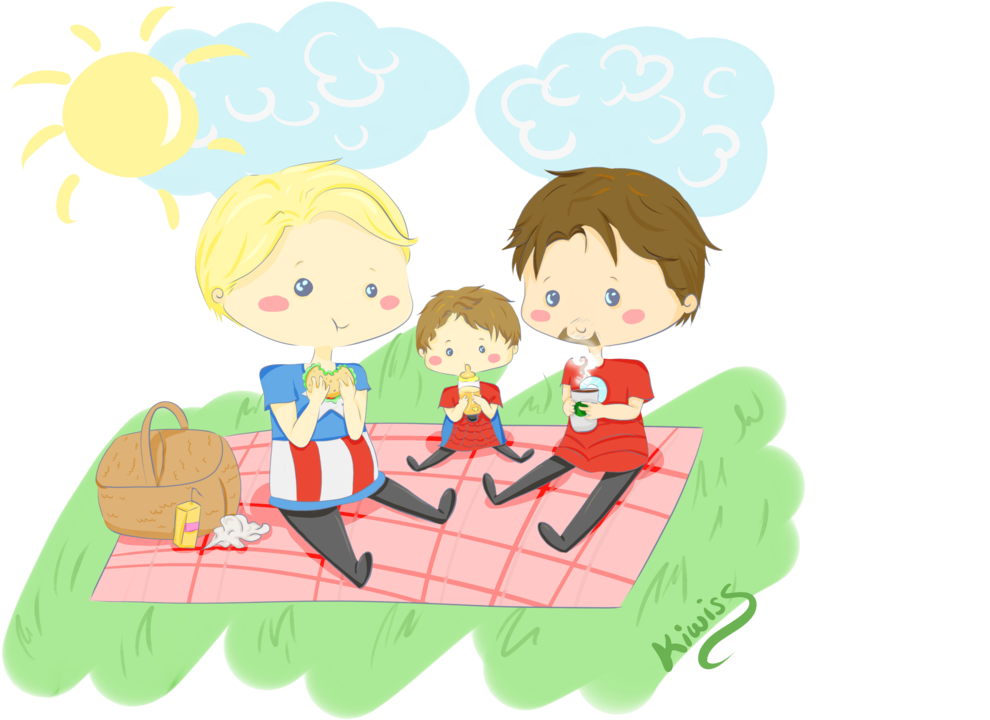 Family Picnic Cartoon Illustration