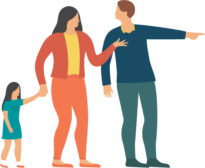 Family Pointing Direction Illustration