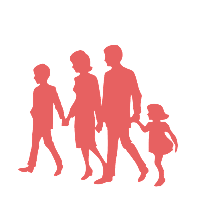 Family Silhouette Walking Together