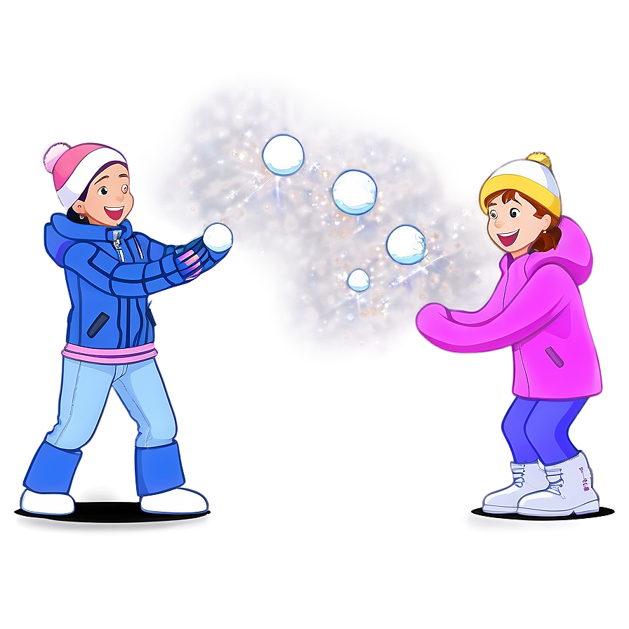 Family Snowball Fight Cartoon Png 48