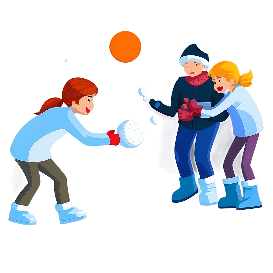 Family Snowball Fight Cartoon Png 84