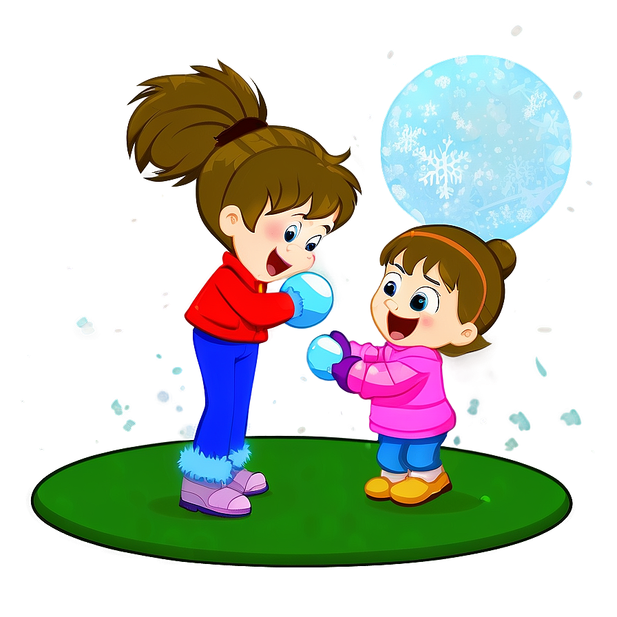 Family Snowball Fight Cartoon Png Hnx42