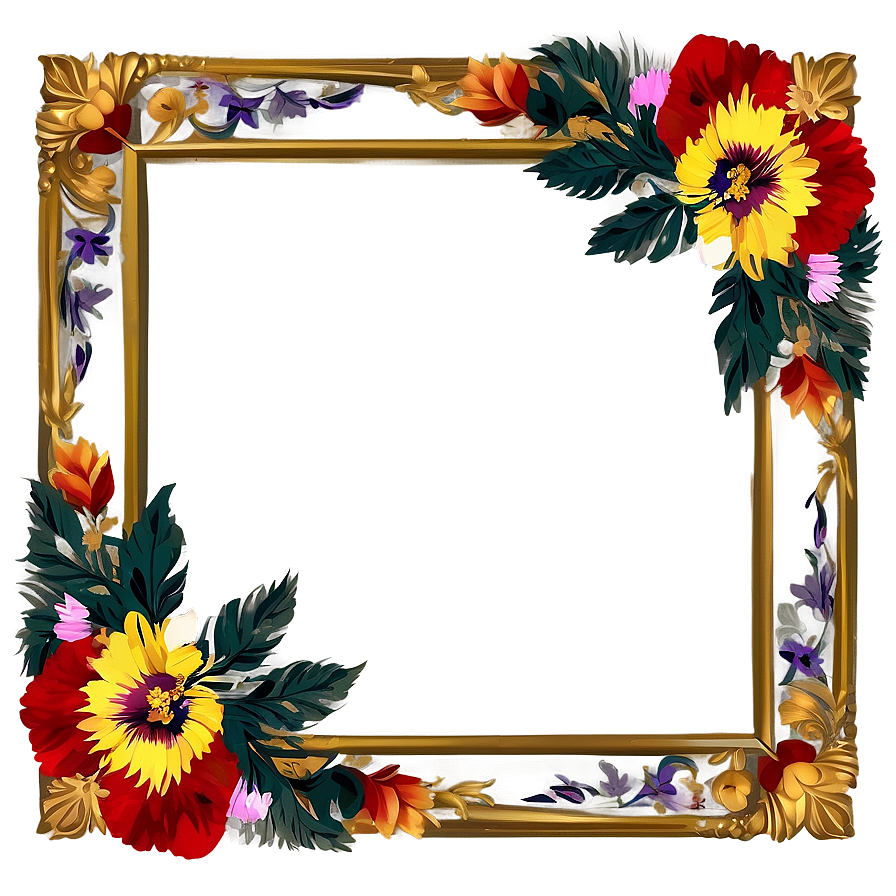 Fancy Frame With Flowers Png Cqp99