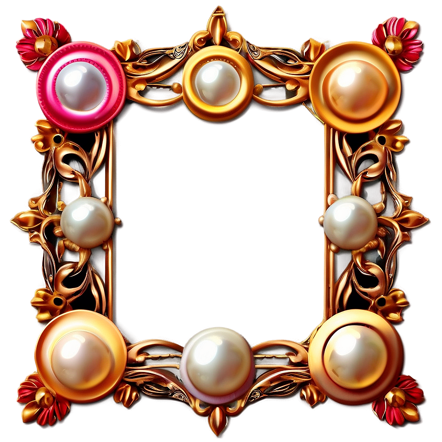 Fancy Frame With Pearls Png Hlr91