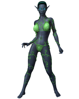 Fantasy_ Alien_ Female_ Glowing_ Markings