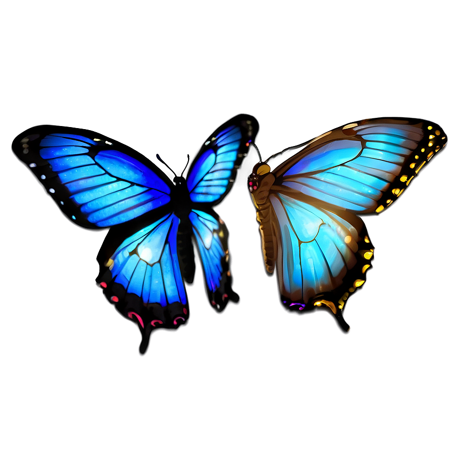 Fantasy Blue Butterflies Png 06132024