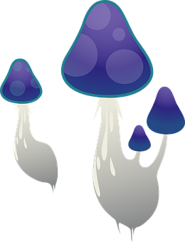 Fantasy Blue Mushrooms Illustration