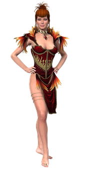 Fantasy Character Red Dress