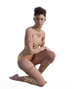 Fantasy Woman Golden Armor Art