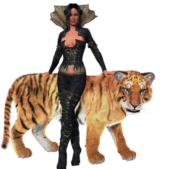 Fantasy_ Woman_with_ Tiger_ Companion