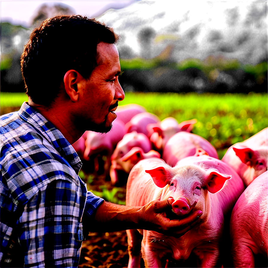 Farmer Feeding Pigs Png 05242024