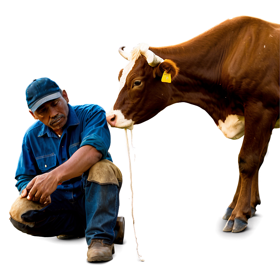 Farmer Milking Cow Png 82