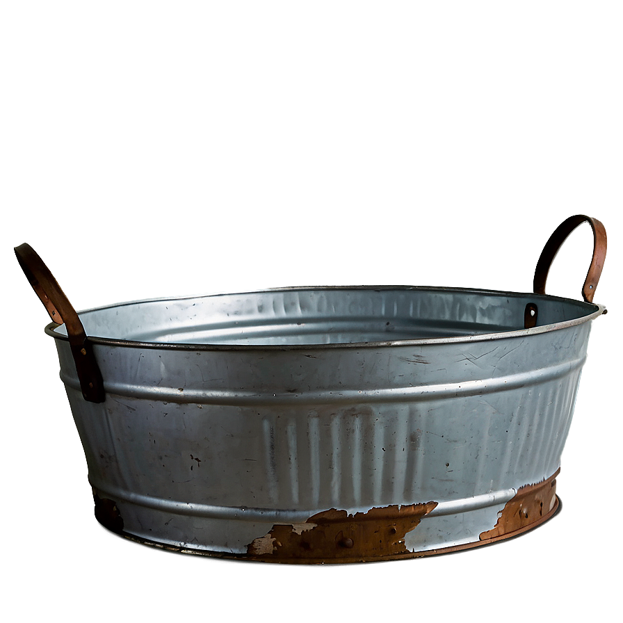 Farmhouse Galvanized Metal Tub Png 06282024