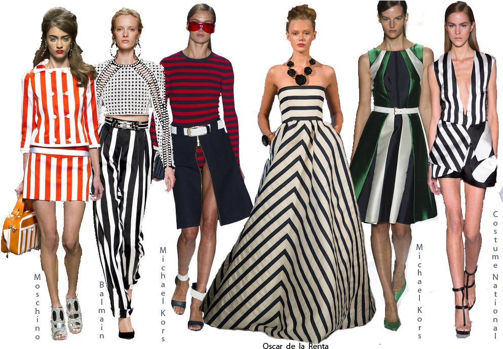 Fashion Models Striped Ensembles Oscardela Renta