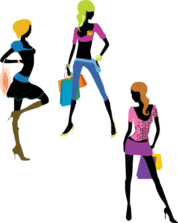 Fashionable Shopping Ladies Illustration