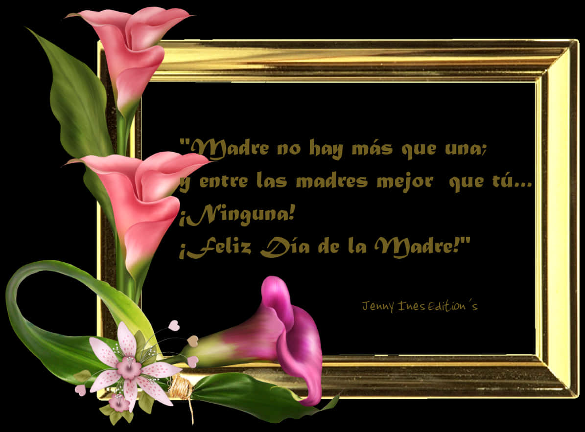 Feliz Diadela Madre Floral Frame Spanish Quote