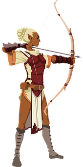 Female Archer In Action_ Vector Illustration