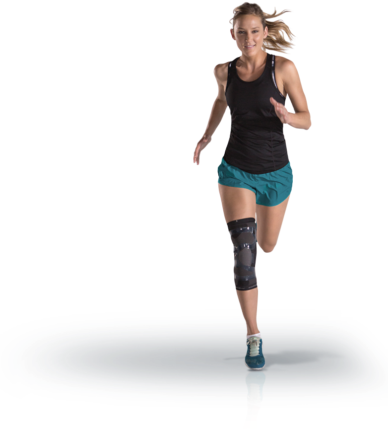 Female Athlete Running Prosthetic Leg