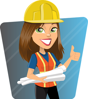 Female Construction Worker Cartoon Character