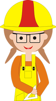 Female Construction Worker Cartoon Character