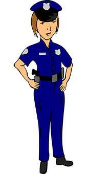 Female Police Officer Cartoon Illustration