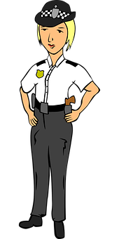 Female Police Officer Cartoon Illustration