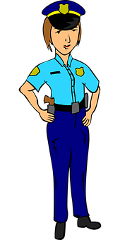 Female Police Officer Cartoon Illustration