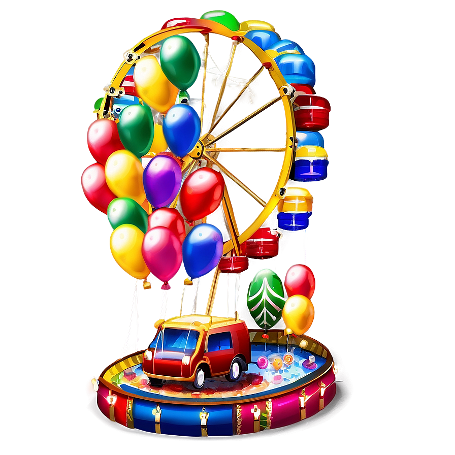 Ferris Wheel And Balloons Festive Png Rni92