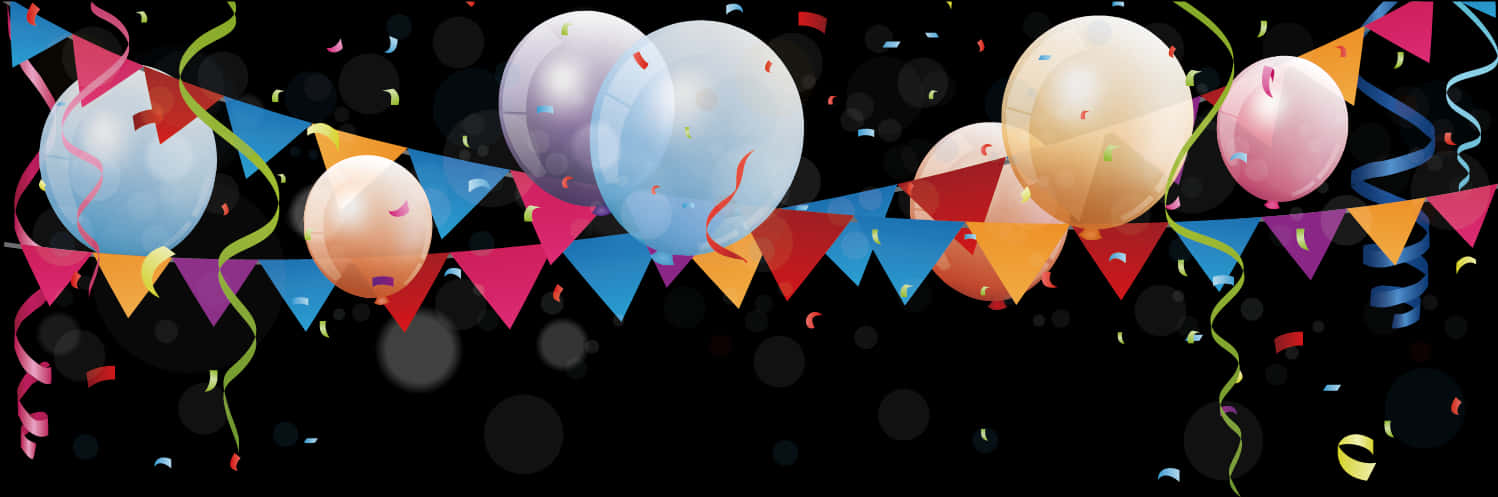 Festive Balloonsand Confetti Banner