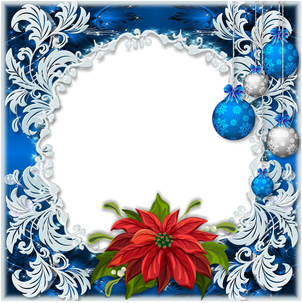 Festive Blue Christmas Frame