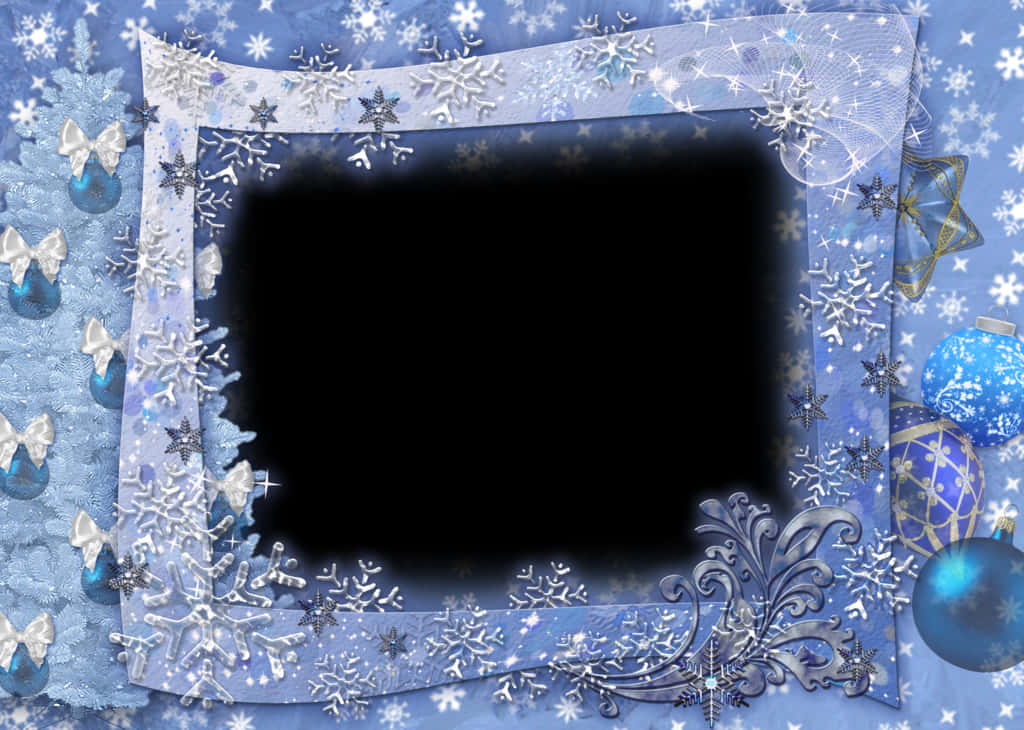 Festive Blue Snowflake Christmas Border