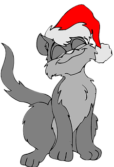 Festive Cartoon Cat Santa Hat