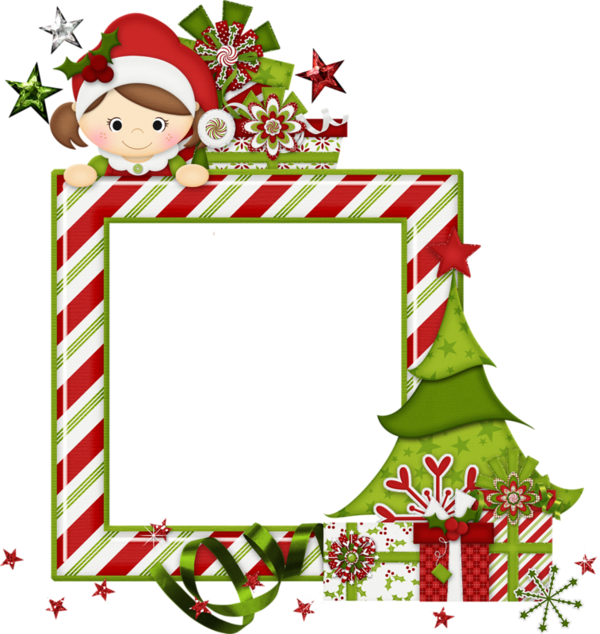 Festive Christmas Framewith Cartoon Elf