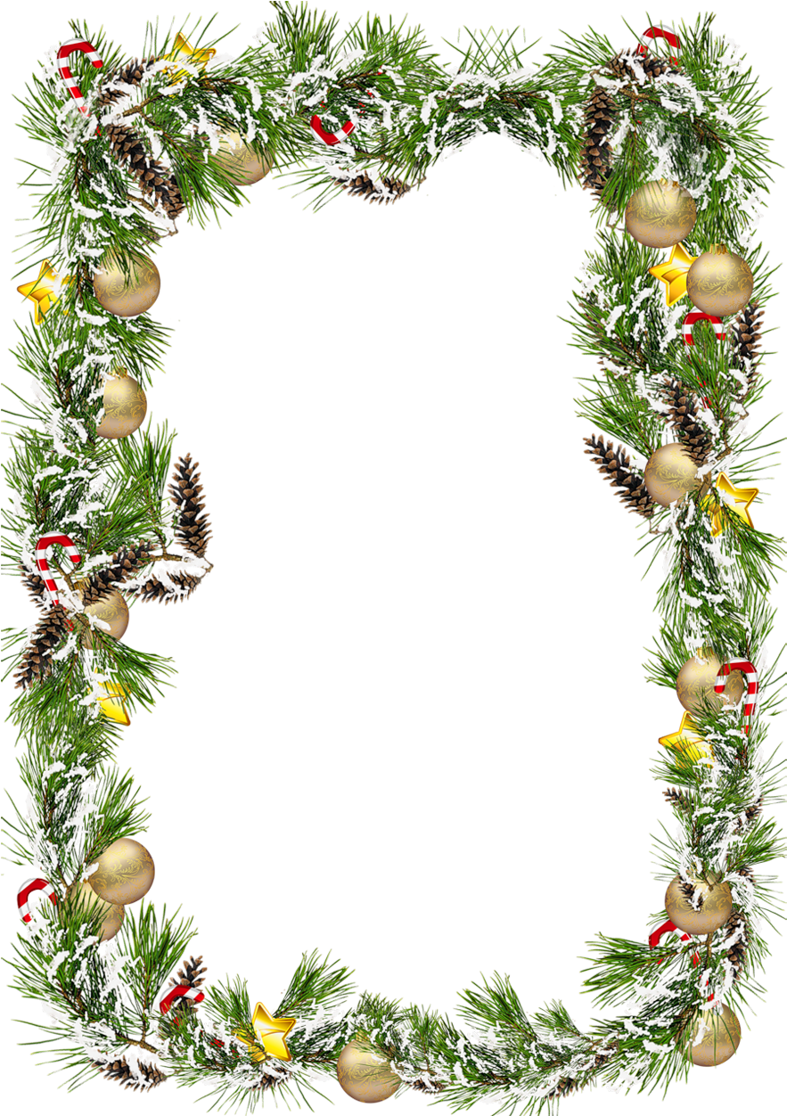 Festive Christmas Framewith Ornamentsand Pinecones