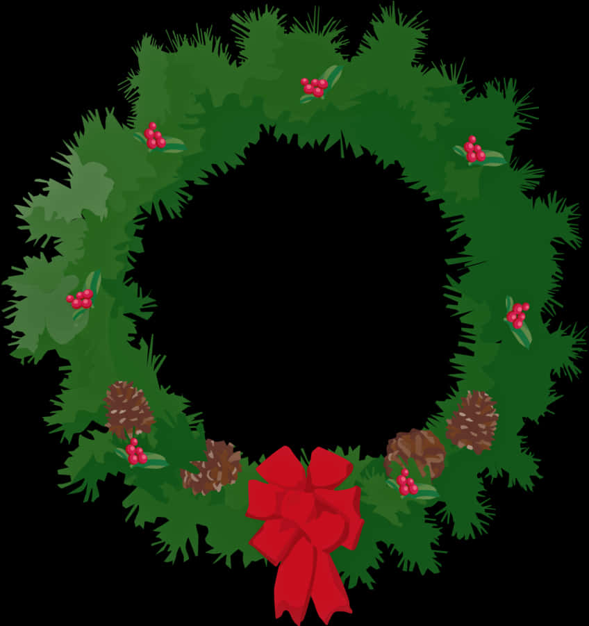 Festive Christmas Wreathwith Red Bow