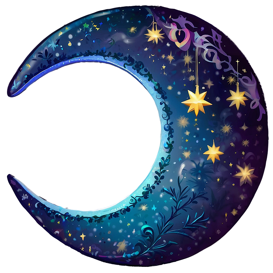 Festive Crescent Moon Decoration Png Wbp64