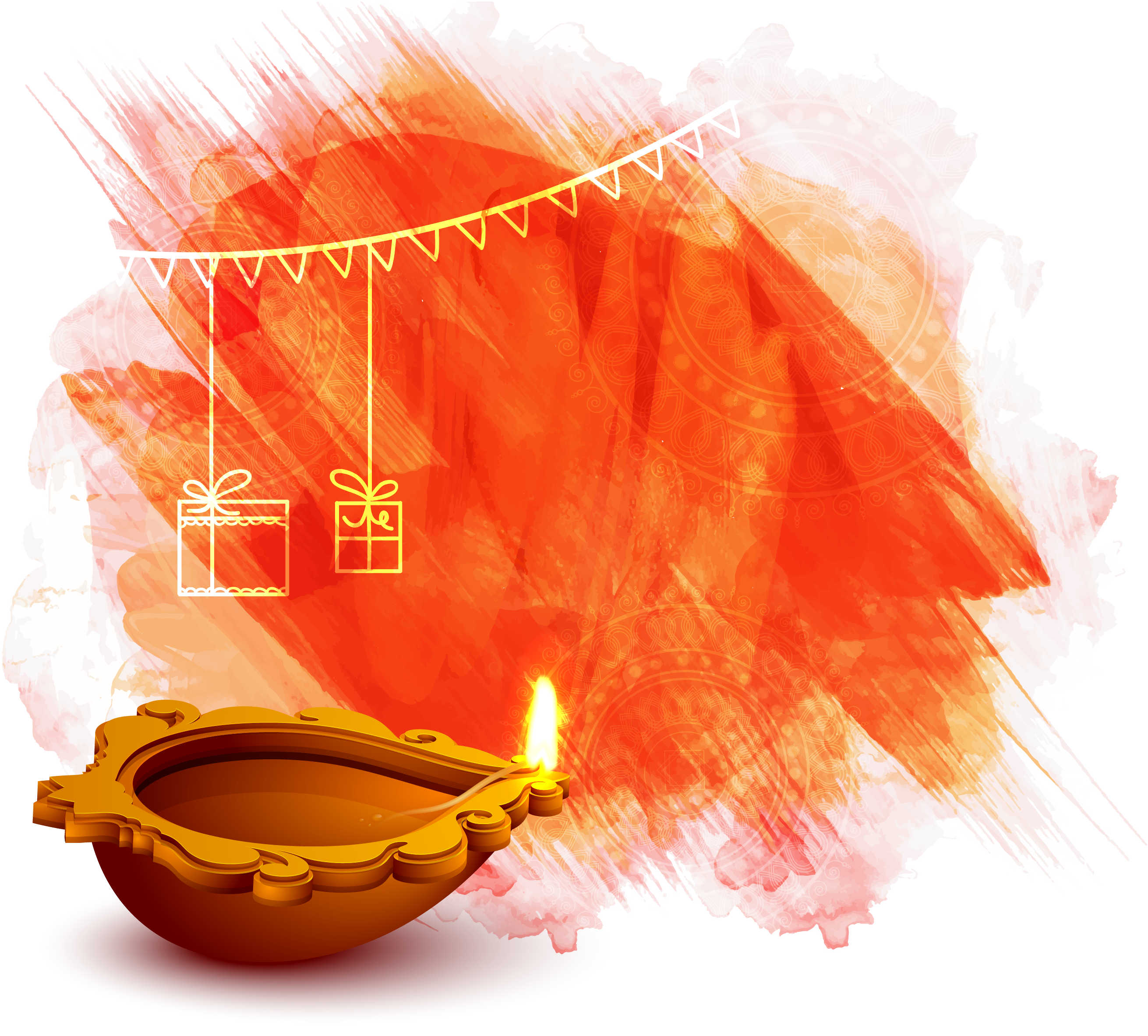 Festive Diwali Backgroundwith Diyaand Gifts