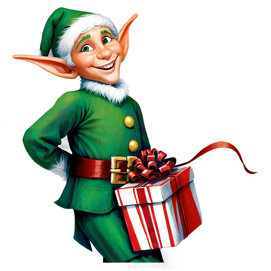 Festive Elf With Gifts Png 90