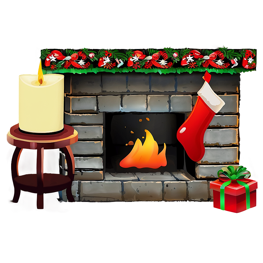 Festive Family Christmas Fireplace Png 62