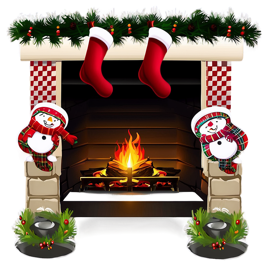 Festive Fireplace And Christmas Stockings Png 76