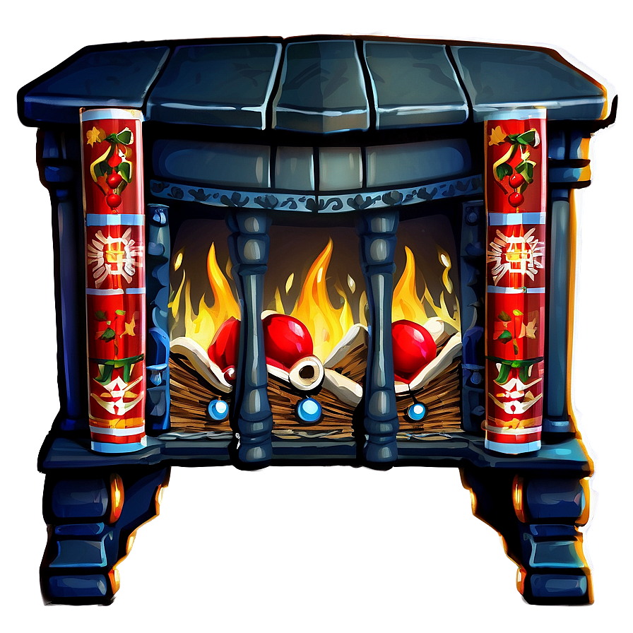 Festive Fireplace With Stockings Png Xrt43