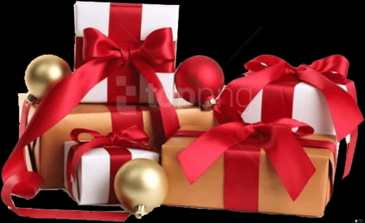 Festive Giftswith Red Ribbons